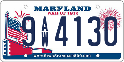 MD license plate 9AW4130