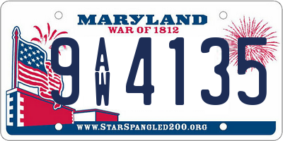 MD license plate 9AW4135