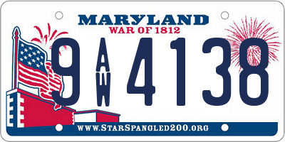 MD license plate 9AW4138