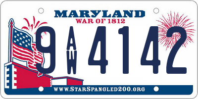 MD license plate 9AW4142