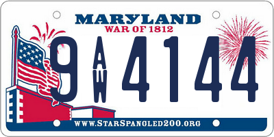MD license plate 9AW4144