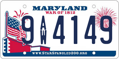 MD license plate 9AW4149