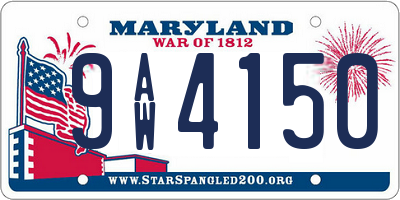 MD license plate 9AW4150