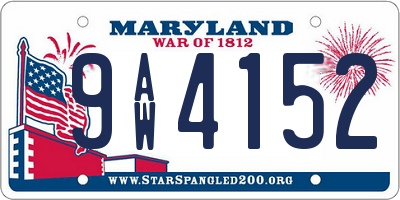 MD license plate 9AW4152