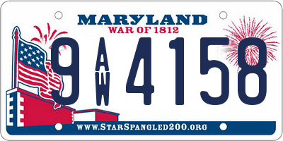MD license plate 9AW4158