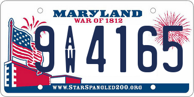 MD license plate 9AW4165