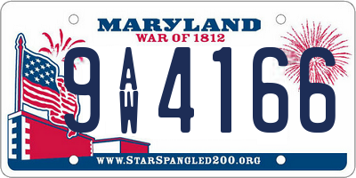MD license plate 9AW4166