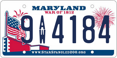 MD license plate 9AW4184