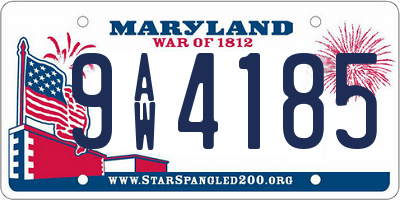 MD license plate 9AW4185