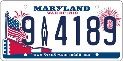 MD license plate 9AW4189
