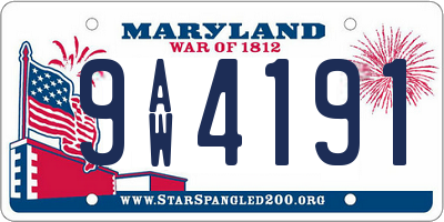 MD license plate 9AW4191
