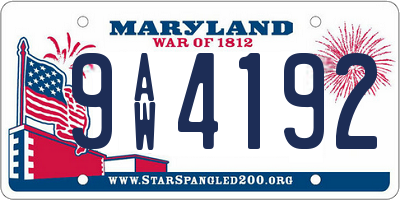 MD license plate 9AW4192