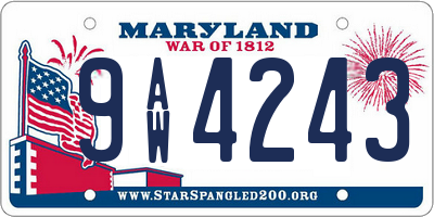 MD license plate 9AW4243