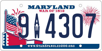 MD license plate 9AW4307