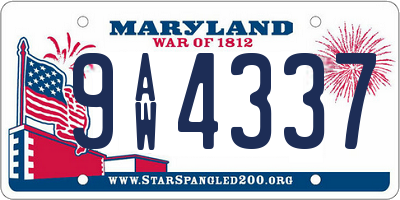 MD license plate 9AW4337