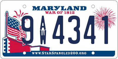 MD license plate 9AW4341