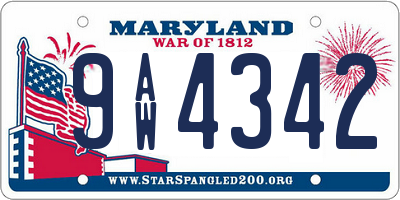 MD license plate 9AW4342