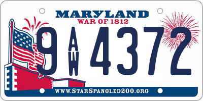 MD license plate 9AW4372