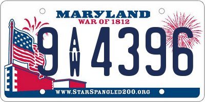 MD license plate 9AW4396