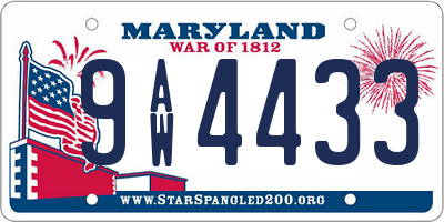 MD license plate 9AW4433