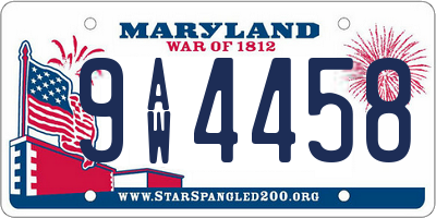 MD license plate 9AW4458
