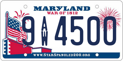 MD license plate 9AW4500