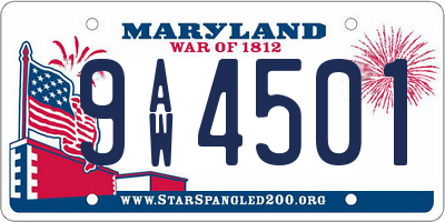 MD license plate 9AW4501