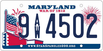 MD license plate 9AW4502