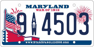 MD license plate 9AW4503