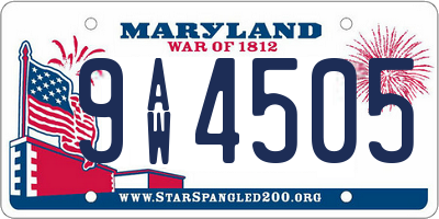 MD license plate 9AW4505