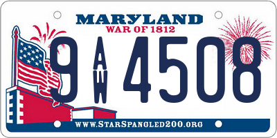 MD license plate 9AW4508