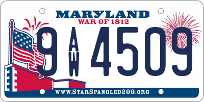 MD license plate 9AW4509