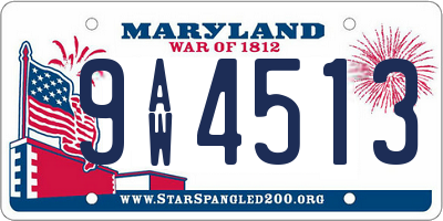 MD license plate 9AW4513
