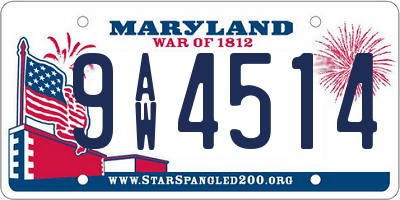 MD license plate 9AW4514