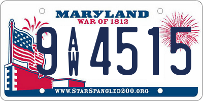 MD license plate 9AW4515