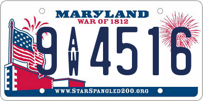 MD license plate 9AW4516