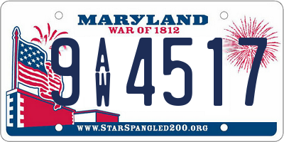 MD license plate 9AW4517