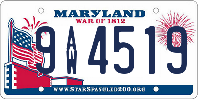 MD license plate 9AW4519