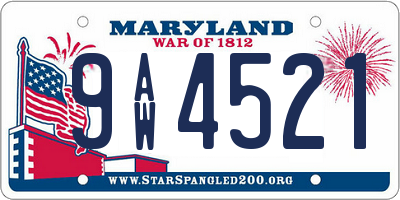 MD license plate 9AW4521