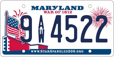 MD license plate 9AW4522