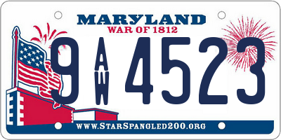 MD license plate 9AW4523