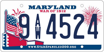 MD license plate 9AW4524