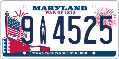 MD license plate 9AW4525