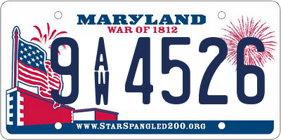 MD license plate 9AW4526