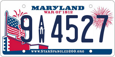 MD license plate 9AW4527