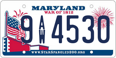 MD license plate 9AW4530