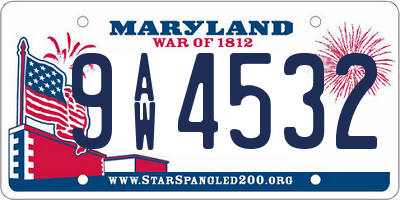 MD license plate 9AW4532