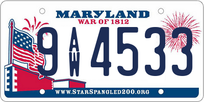 MD license plate 9AW4533