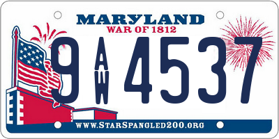 MD license plate 9AW4537