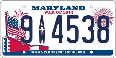 MD license plate 9AW4538